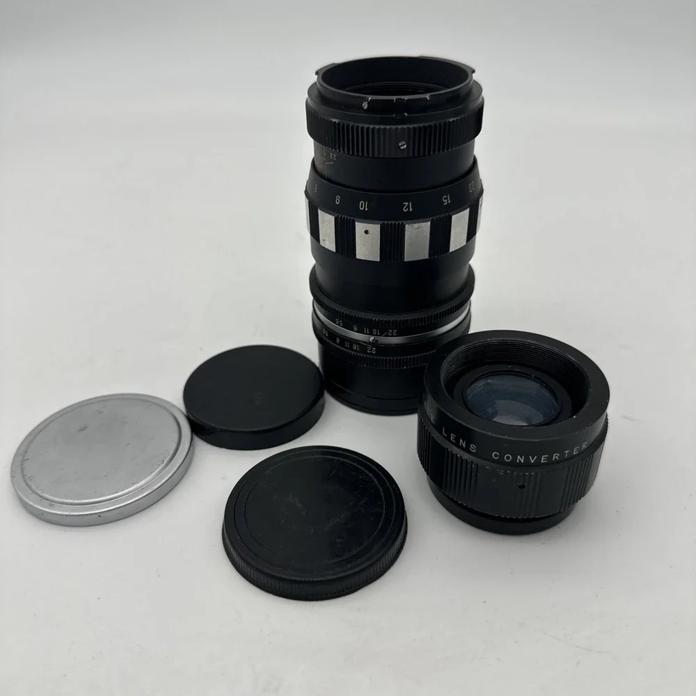 Aetna-Coligon 135mm f2.8 Zebra‎ Preset Lens & Lens Converter Included EUC